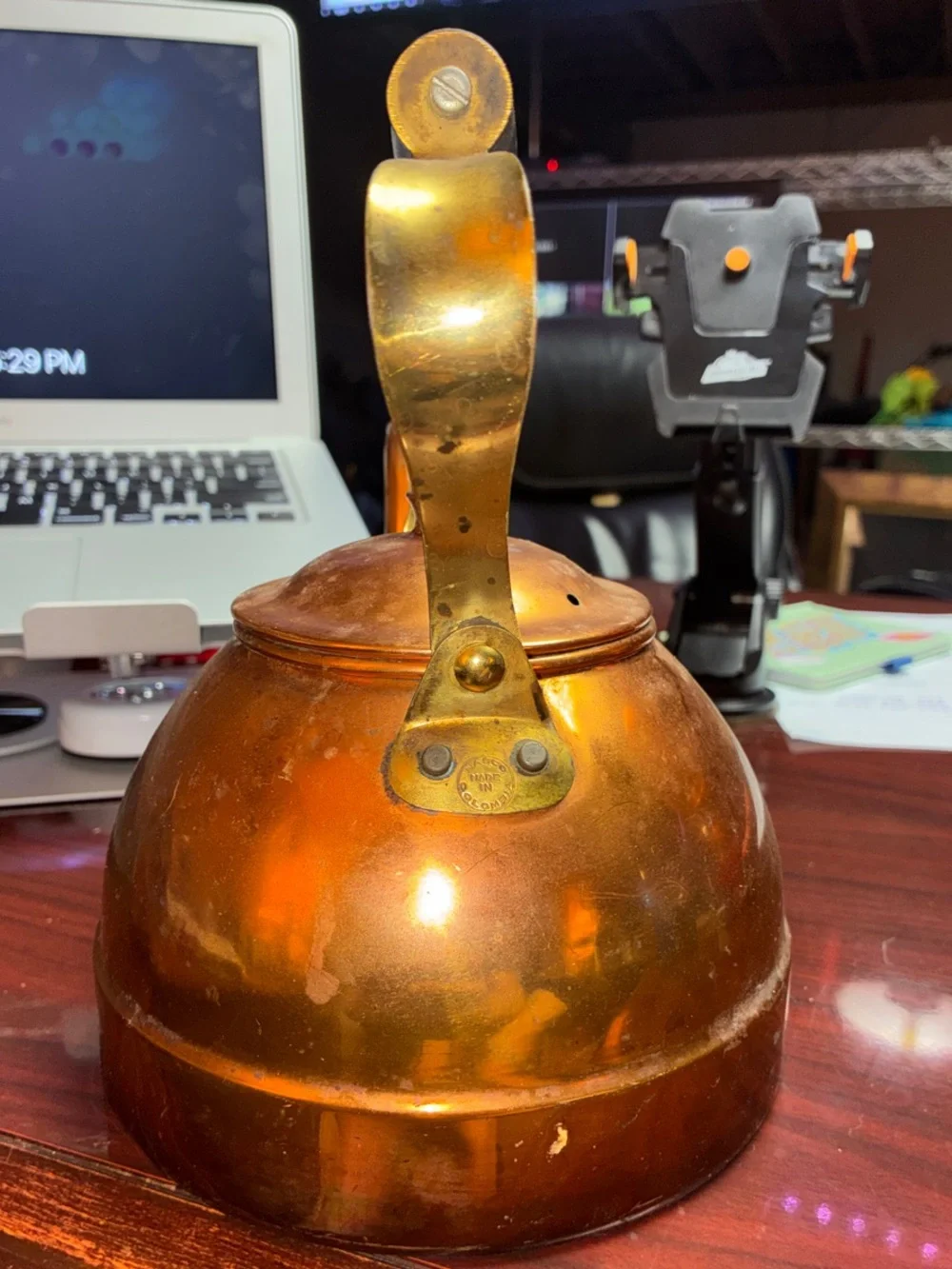 Classic Copper-Tone Tea Kettle with Black Handle 1950’s